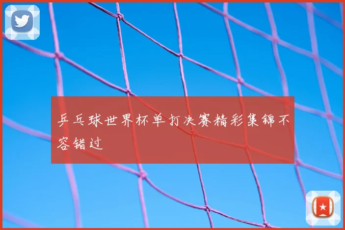 乒乓球世界杯单打决赛精彩集锦不容错过
