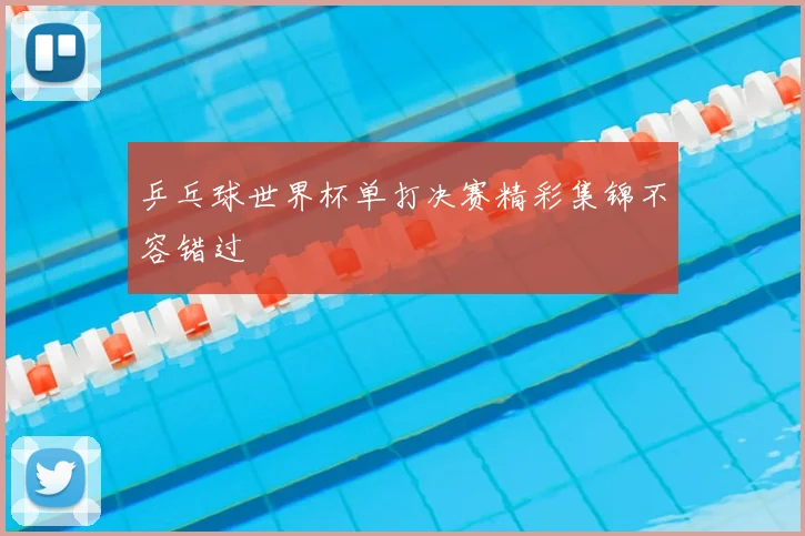 乒乓球世界杯单打决赛精彩集锦不容错过